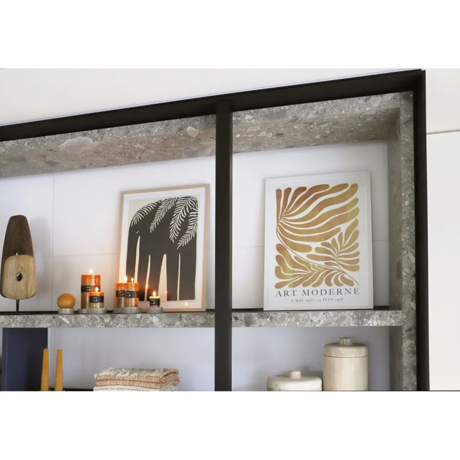 Pomax Tableau / Déco Murale-ELEFANTE - toile encadrée avec verre - canvas / bois - L 52,5 x W 3 x H 72,5 cm - noir/blanc