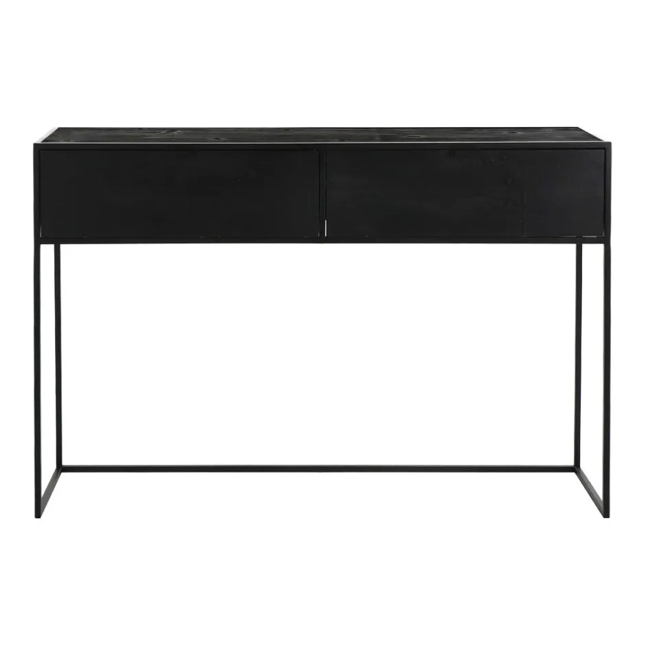 Pomax Consoles-ESZENTIAL - meuble console avec 2 tiroirs - métal / bois de sapin - L 120 x W 30 x H 80 cm - noir
