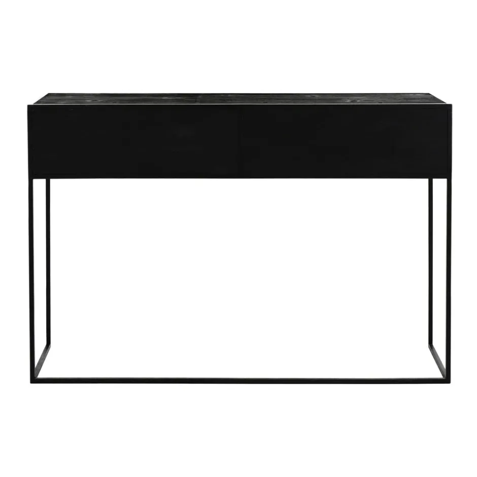 Pomax Consoles-ESZENTIAL - meuble console avec 2 tiroirs - métal / bois de sapin - L 120 x W 30 x H 80 cm - noir