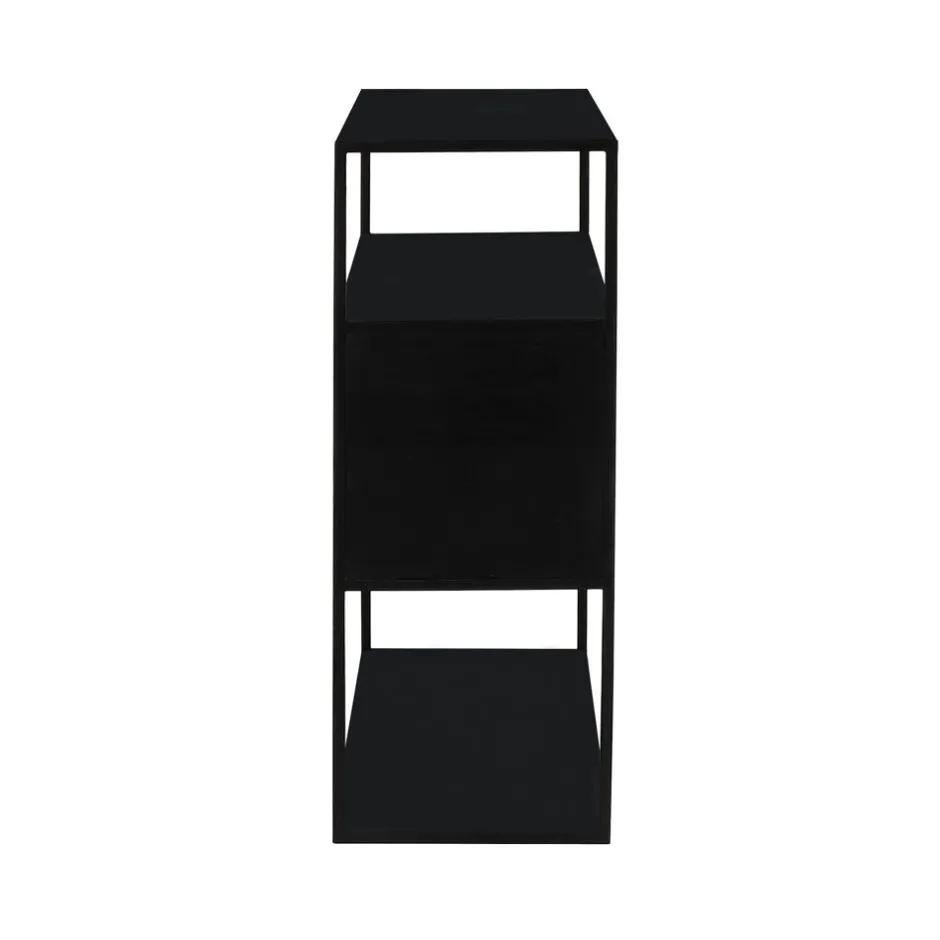 Pomax Étagères-ESZENTIAL - rack 2 portes - métal / bois de sapin - L 60 x W 30 x H 80 cm - noir