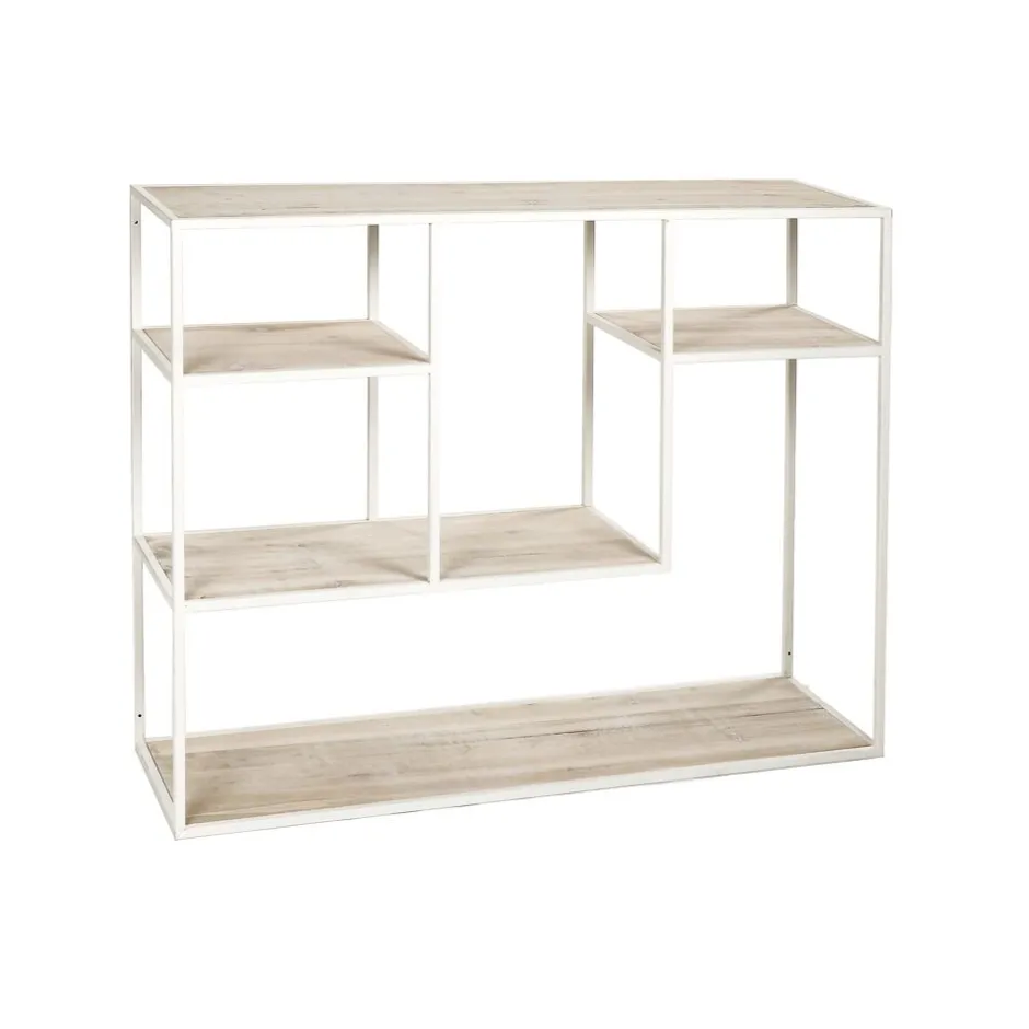 Pomax Étagères-ESZENTIAL - étagère - bois de pin - métal - L 100 x W 30 x H 80 cm - naturel/blanc