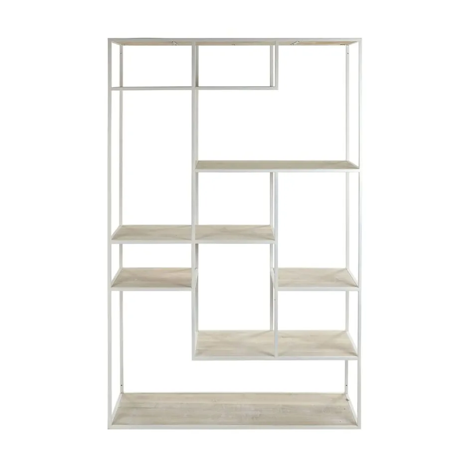 Pomax Étagères-ESZENTIAL - étagère - bois de pin - métal - L 100 x W 30 x H 165 cm - naturel/blanc