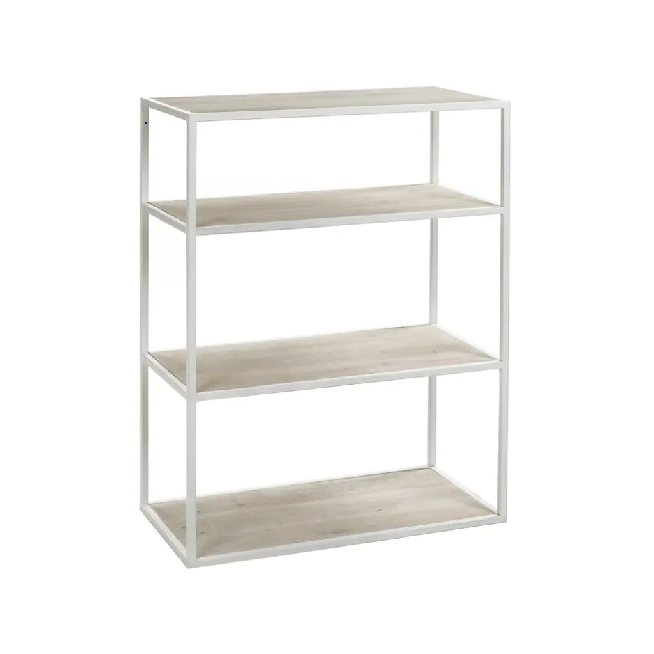 Pomax Étagères-ESZENTIAL - étagère - métal / bois de sapin - L 60 x W 30 x H 80 cm - naturel/blanc