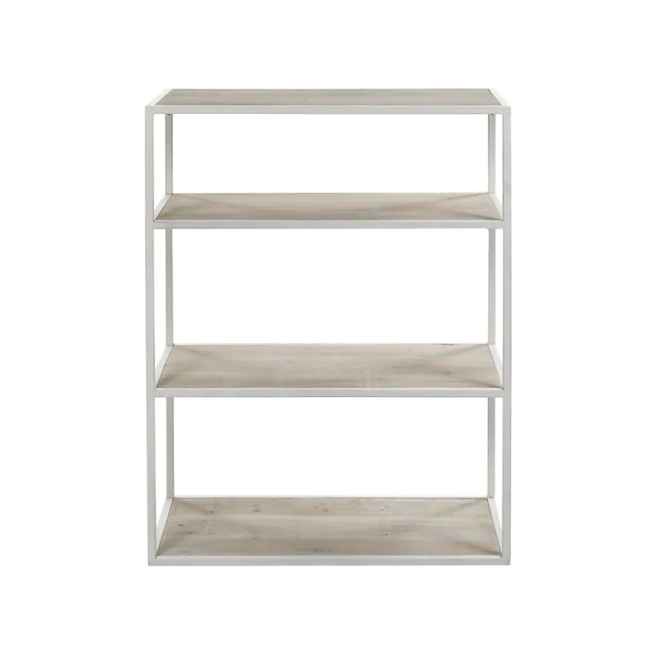 Pomax Étagères-ESZENTIAL - étagère - métal / bois de sapin - L 60 x W 30 x H 80 cm - naturel/blanc