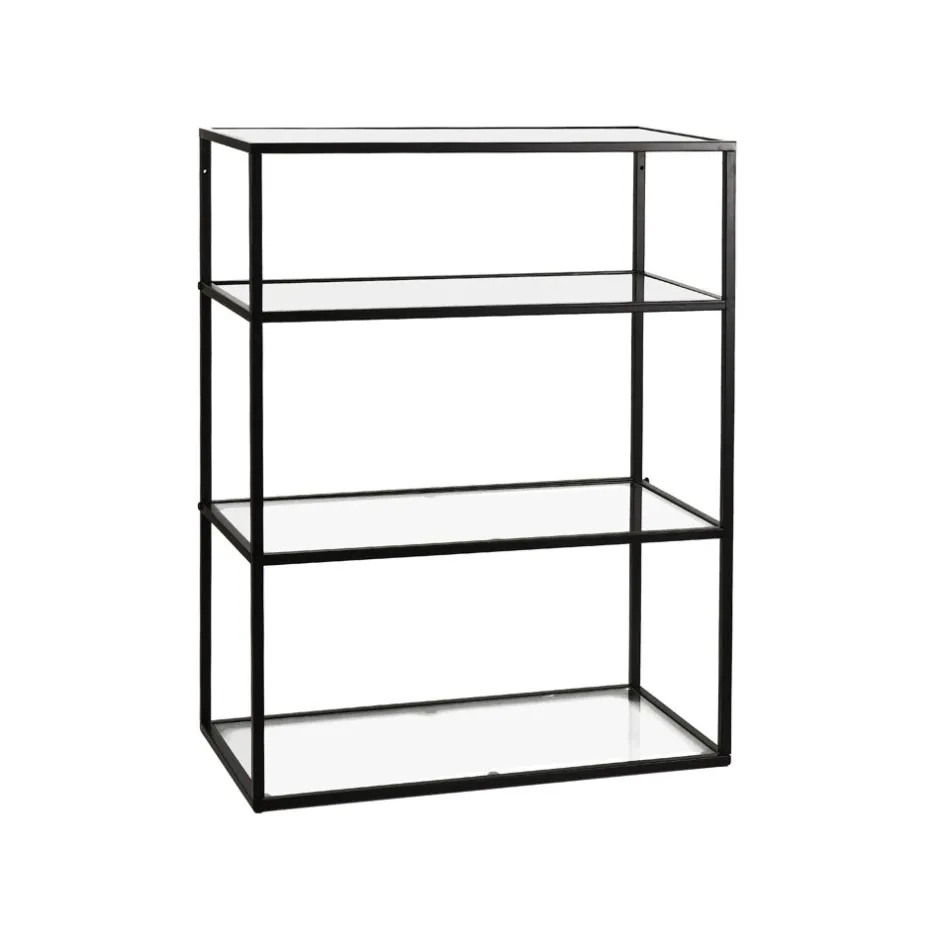 Pomax Étagères-ESZENTIAL - étagère - métal / verre - L 60 x W 30 x H 80 cm - noir