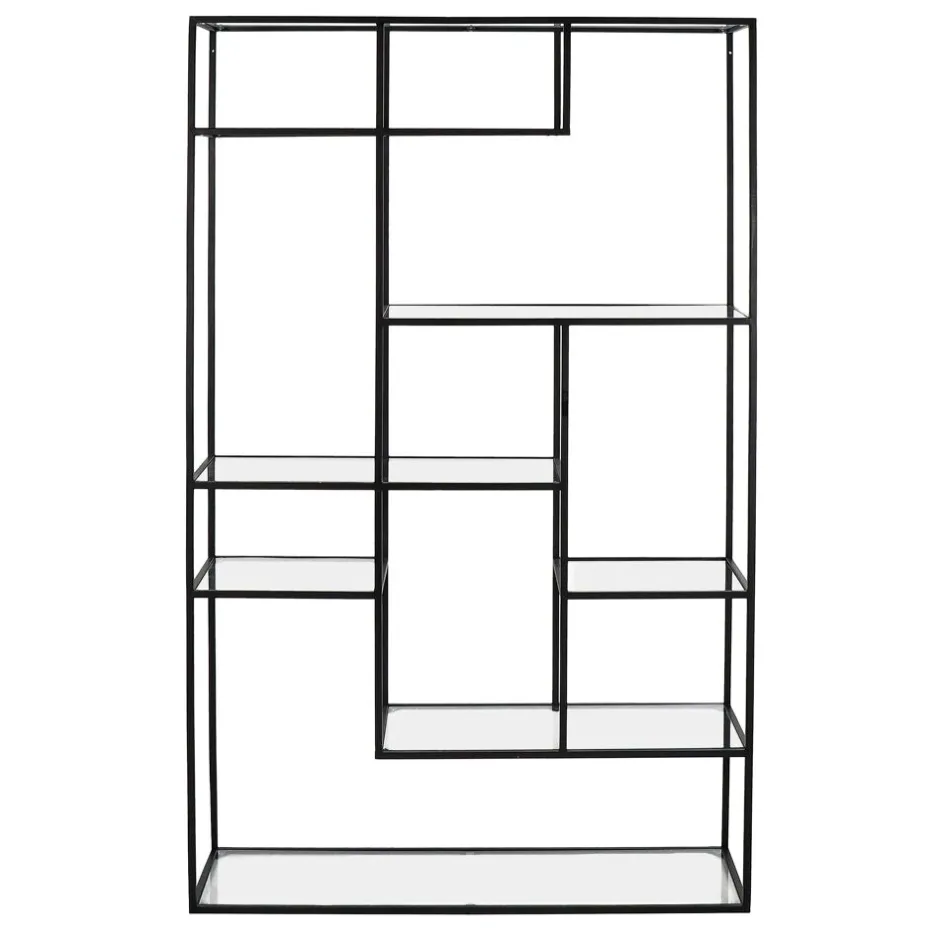 Pomax Étagères-ESZENTIAL - étagère - métal / verre - L 100 x W 30 x H 165 cm - noir