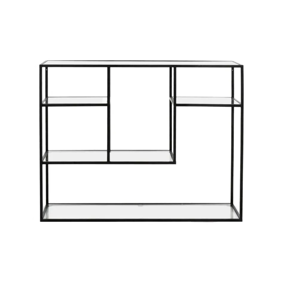 Pomax Étagères-ESZENTIAL - étagère - métal / verre - L 100 x W 30 x H 80 cm - noir