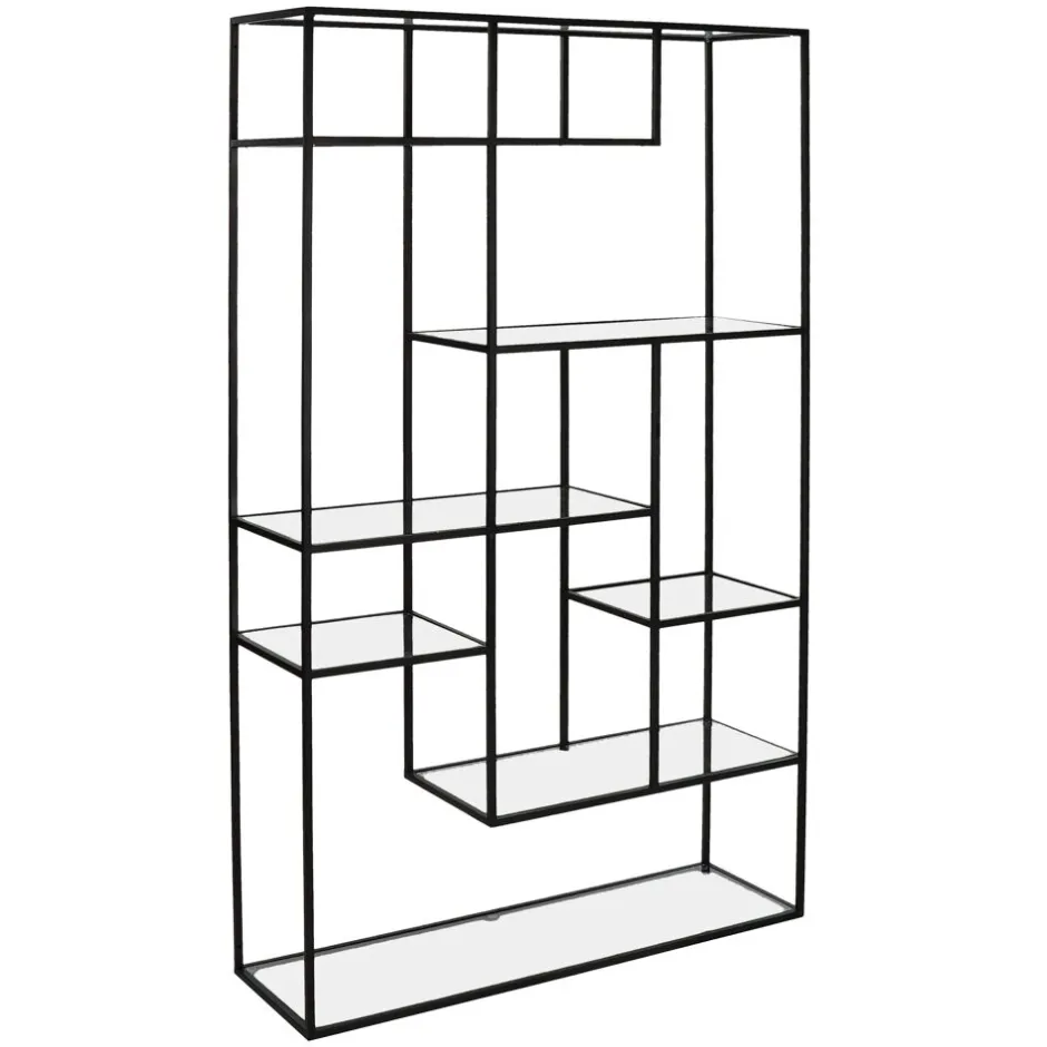 Pomax Étagères-ESZENTIAL - étagère - métal / verre - L 100 x W 30 x H 165 cm - noir