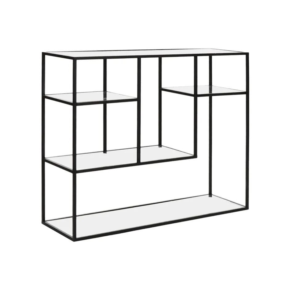 Pomax Étagères-ESZENTIAL - étagère - métal / verre - L 100 x W 30 x H 80 cm - noir