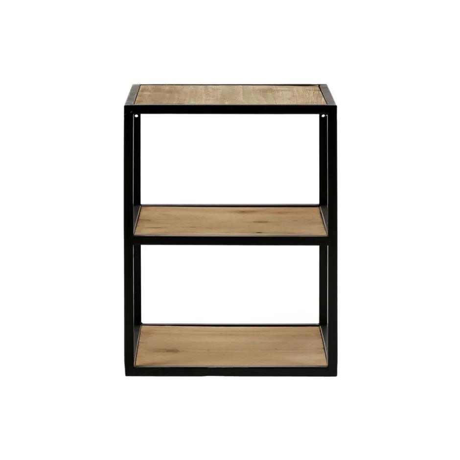 Pomax Étagères Murales | Étagères-ESZENTIAL - étagère/table d'appoint - bois - métal / bois - L 30 x W 30 x H 40 cm - naturel/noir