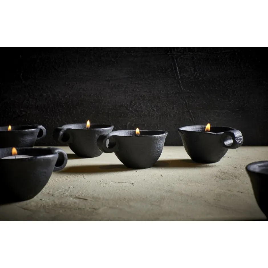 Pomax Photophores / T-lights-FINN - photophore - aluminium - L 9 x W 7,5 x H 4 cm - noir