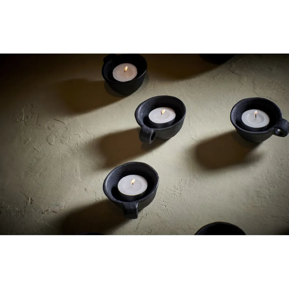 Pomax Photophores / T-lights-FINN - photophore - aluminium - L 9 x W 7,5 x H 4 cm - noir