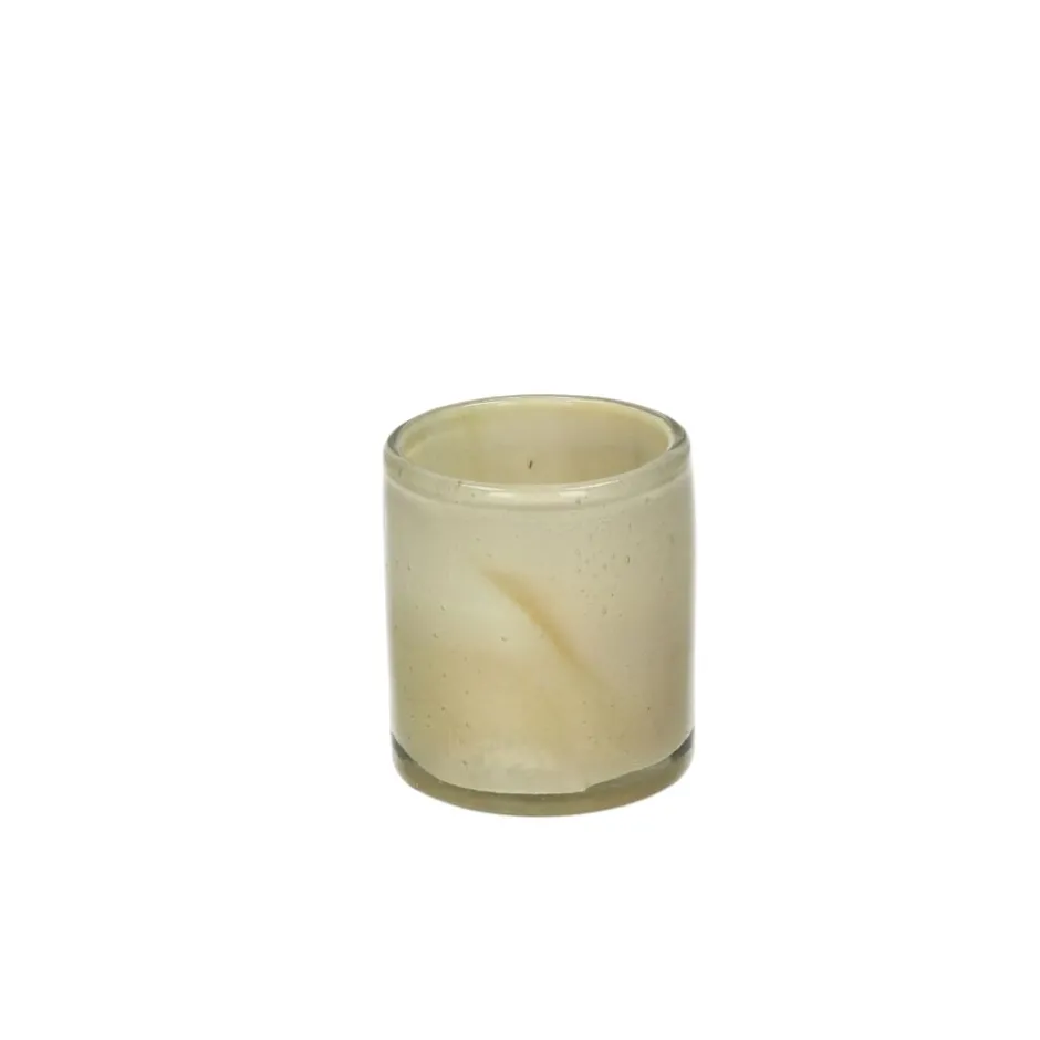 Pomax Bougies-FIRENZE - bougie 1 mèche - cire de paraffine / verre - DIA 8,5 x H 10 cm - beige