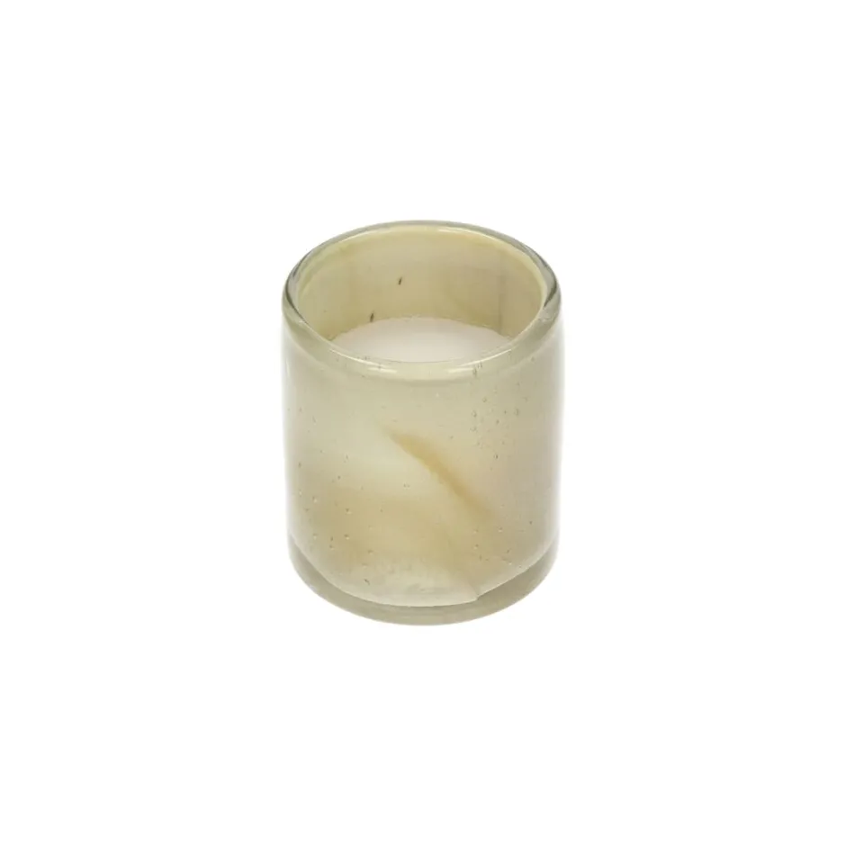 Pomax Bougies-FIRENZE - bougie 1 mèche - cire de paraffine / verre - DIA 8,5 x H 10 cm - beige