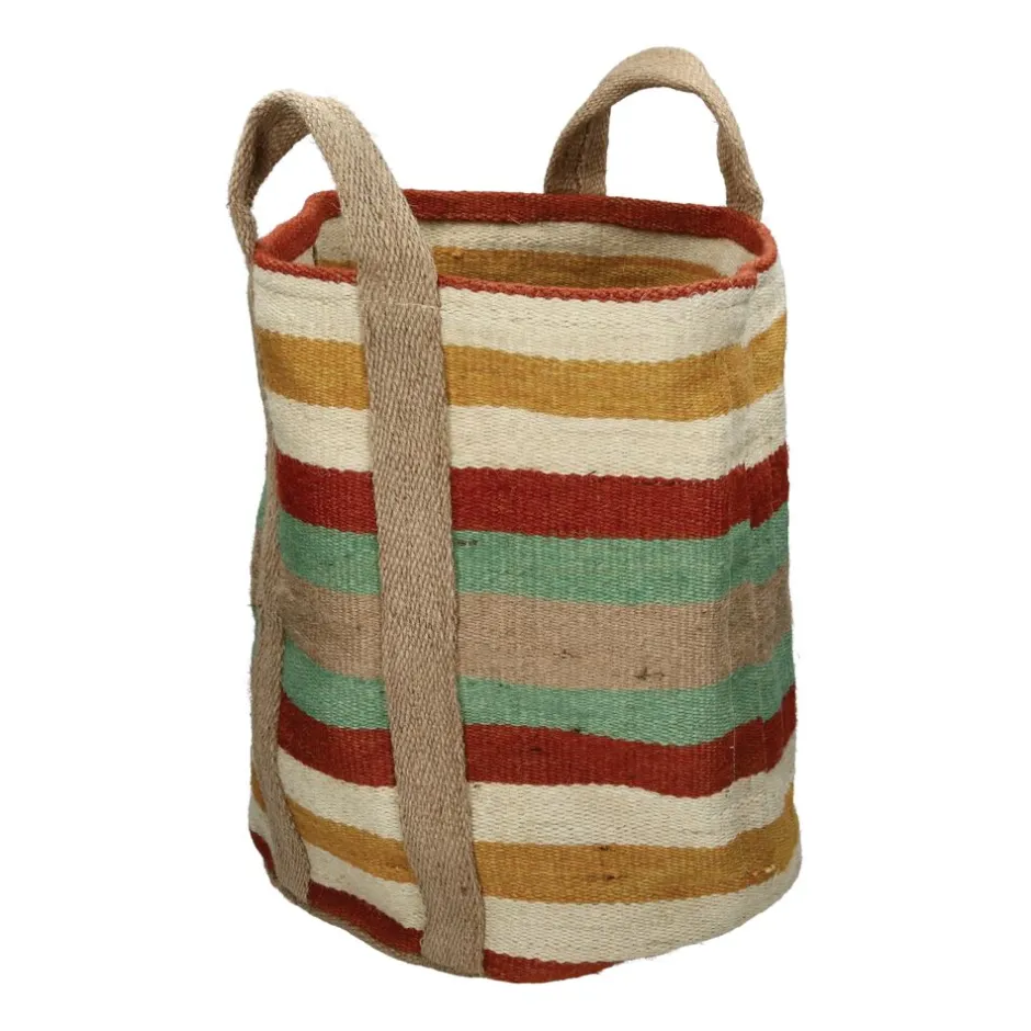 Pomax Bols & Paniers-FOLLINA - panier - jute / coton - L 60 x W 43 cm - mix de couleurs