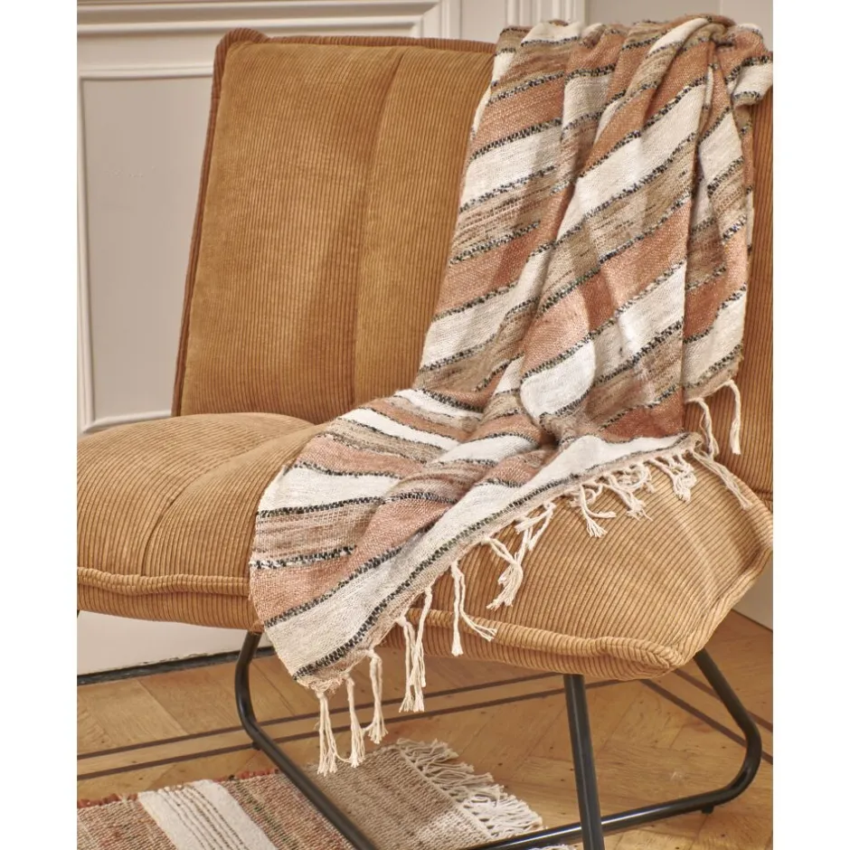 Pomax Canapés-FORREST - chaise relax - tissu / métal - L 66 x W 68 x H 77 cm - camel
