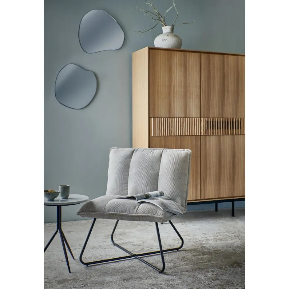 Pomax Canapés-FORREST - chaise relax - tissu / métal - L 66 x W 68 x H 77 cm - gris clair