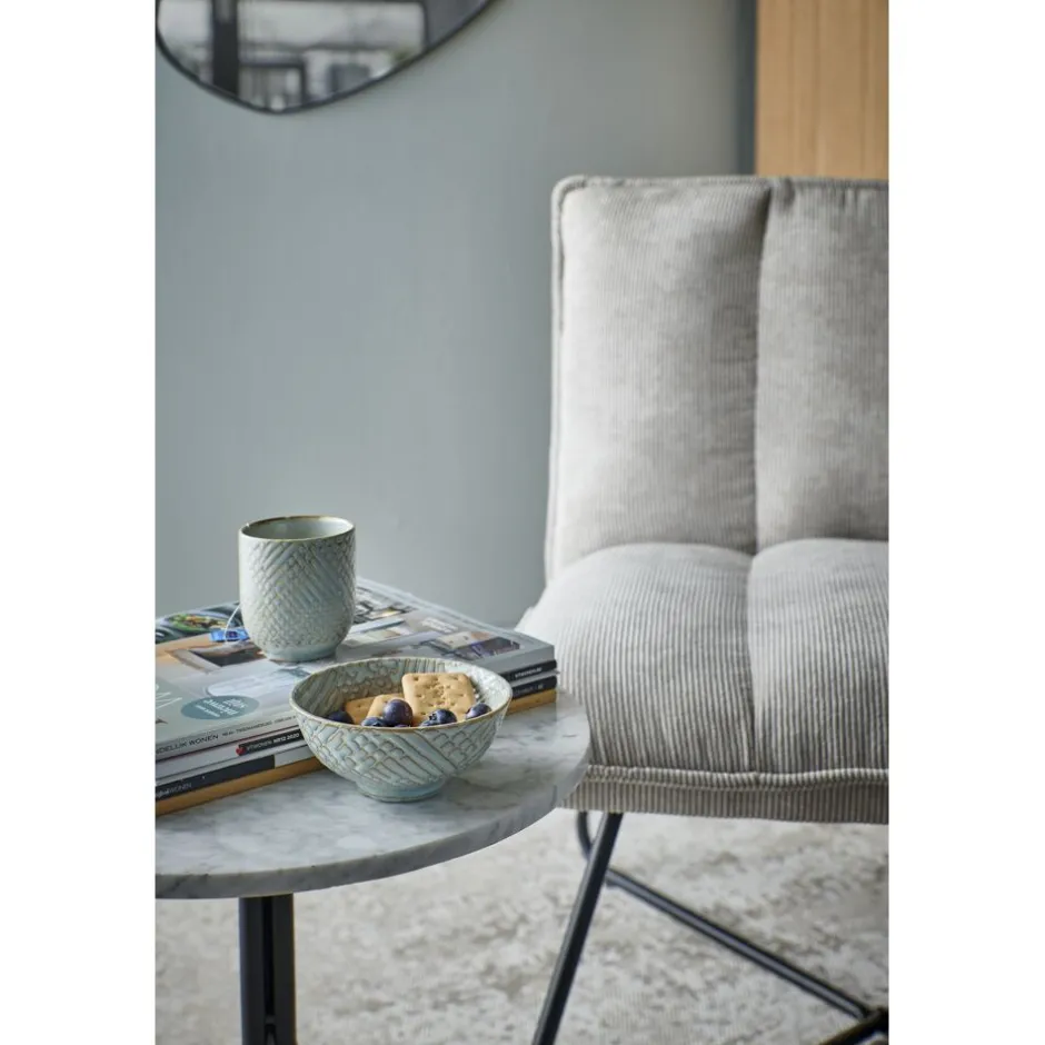 Pomax Canapés-FORREST - chaise relax - tissu / métal - L 66 x W 68 x H 77 cm - gris clair