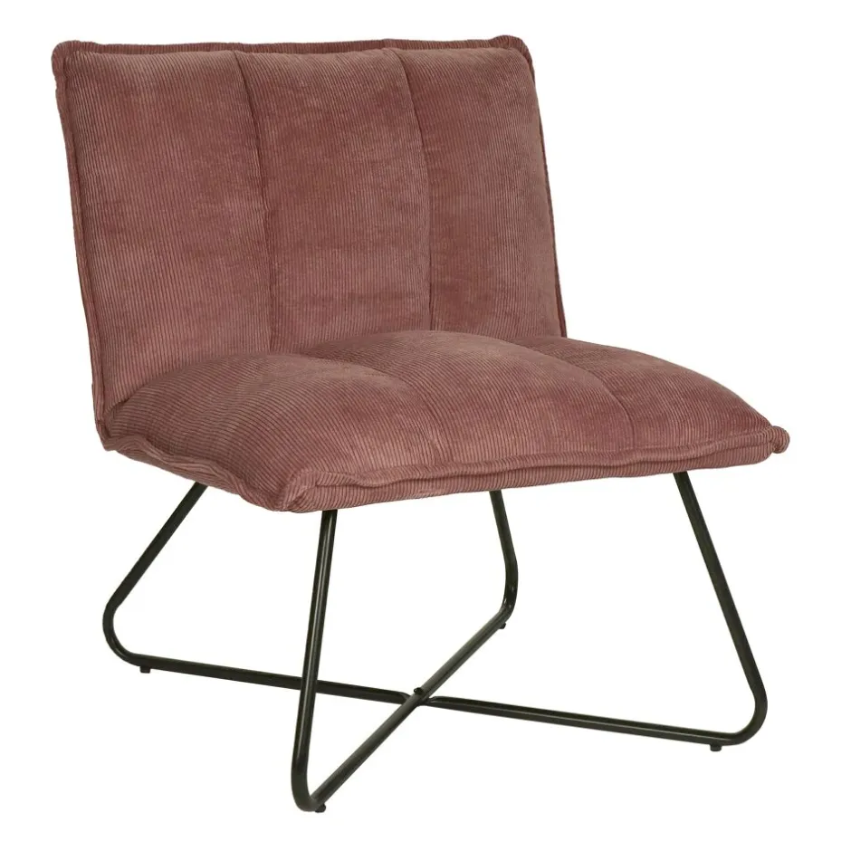 Pomax Canapés-FORREST - chaise relax - tissu / métal - L 66 x W 68 x H 77 cm - poudre rose