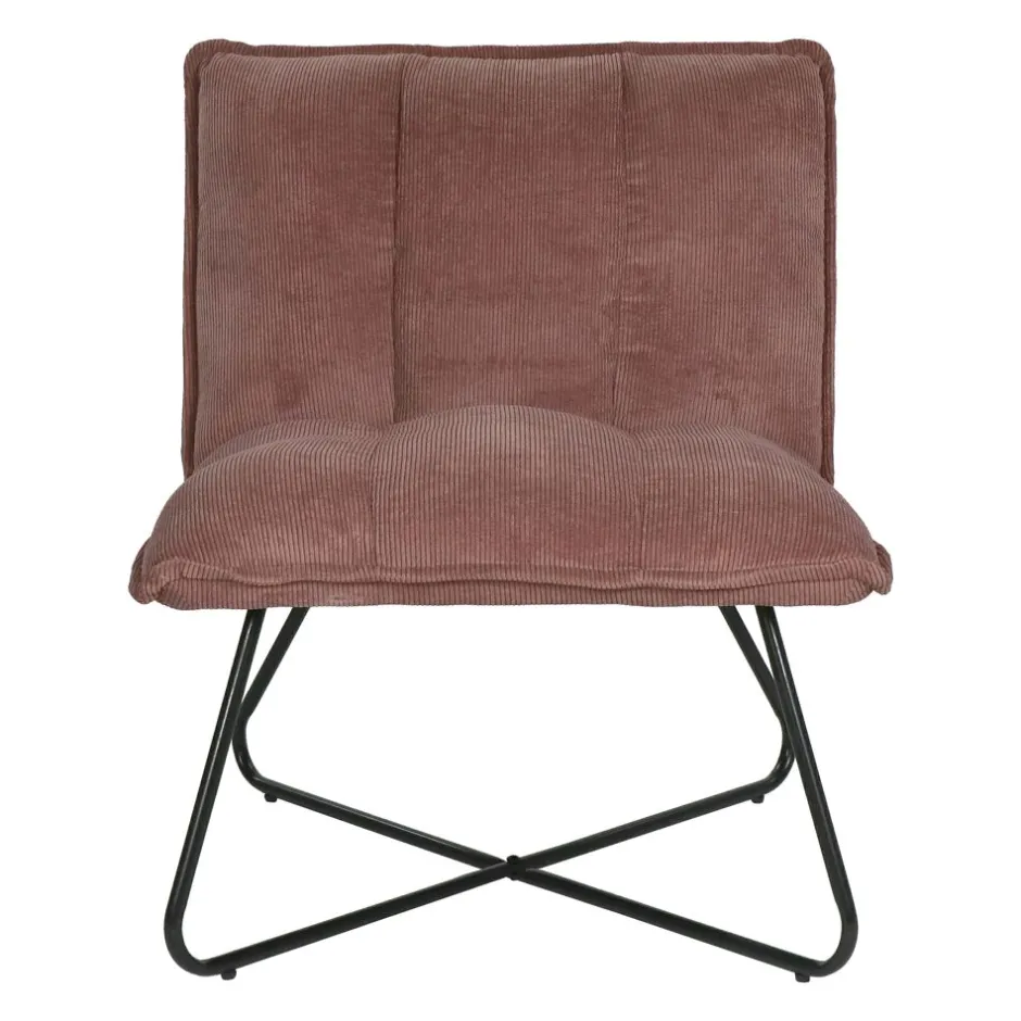 Pomax Canapés-FORREST - chaise relax - tissu / métal - L 66 x W 68 x H 77 cm - poudre rose