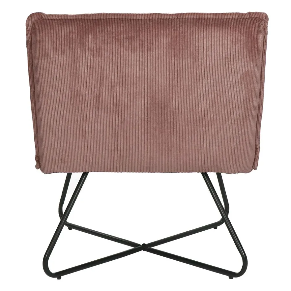 Pomax Canapés-FORREST - chaise relax - tissu / métal - L 66 x W 68 x H 77 cm - poudre rose