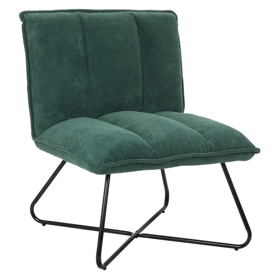 Pomax Canapés-FORREST - chaise relax - tissu / métal - L 66 x W 68 x H 77 cm - vert forêt