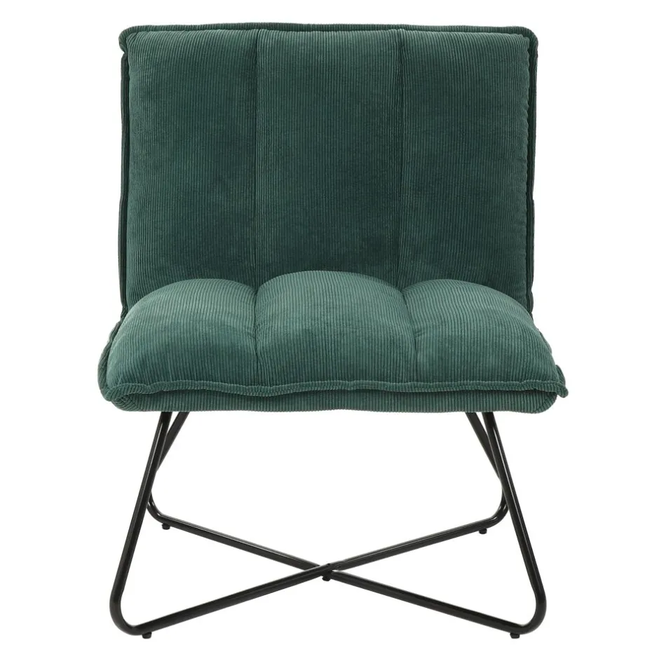 Pomax Canapés-FORREST - chaise relax - tissu / métal - L 66 x W 68 x H 77 cm - vert forêt