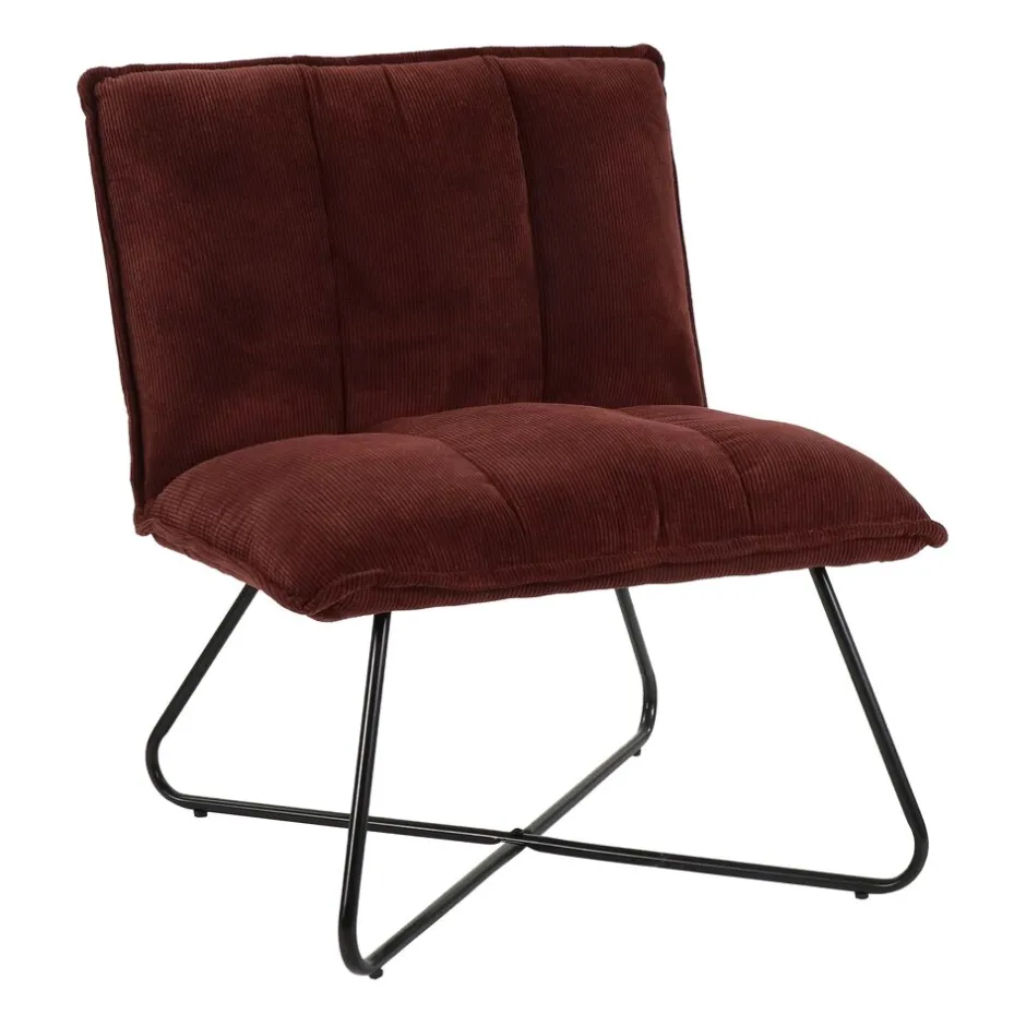 Pomax Canapés-FORREST - chaise relax - tissu / métal - L 66 x W 68 x H 77 cm - vin