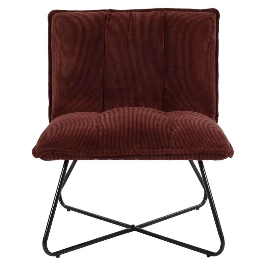 Pomax Canapés-FORREST - chaise relax - tissu / métal - L 66 x W 68 x H 77 cm - vin