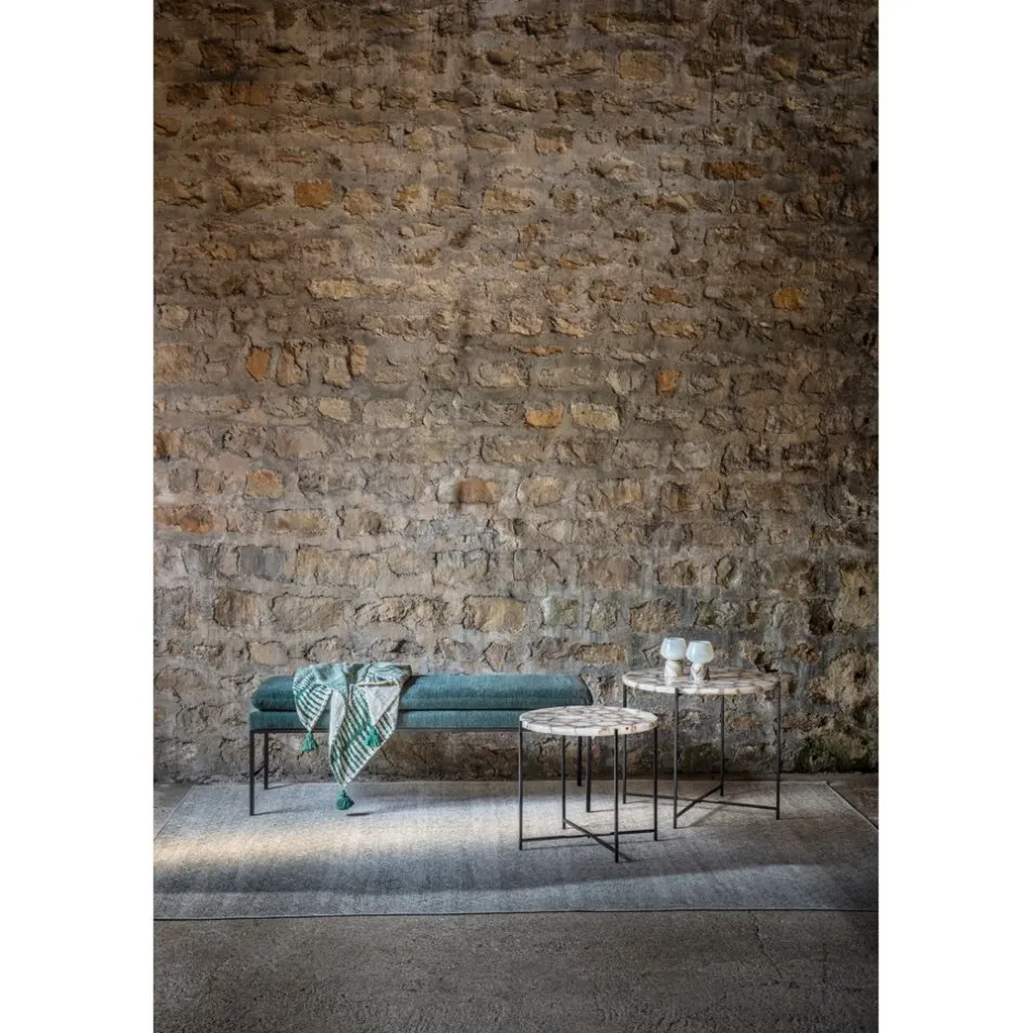 Pomax Bancs-GALLET - banc - polyester / métal - L 122 x W 46 x H 43 cm - vert foncé