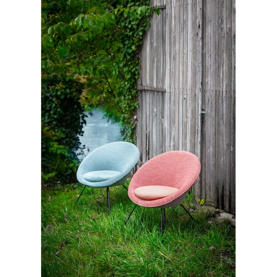 Pomax Canapés-GARBO - chaise relax - velours / métal - L 75 x W 67 x H 73 cm - aqua
