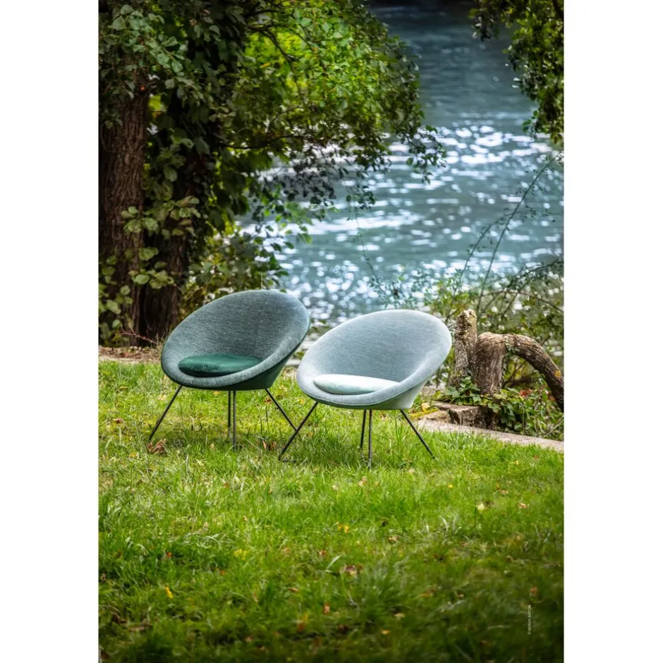 Pomax Canapés-GARBO - chaise relax - velours / métal - L 75 x W 67 x H 73 cm - aqua