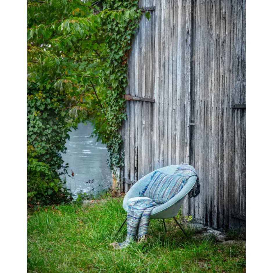 Pomax Canapés-GARBO - chaise relax - velours / métal - L 75 x W 67 x H 73 cm - aqua