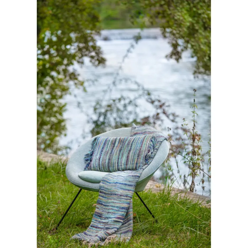 Pomax Canapés-GARBO - chaise relax - velours / métal - L 75 x W 67 x H 73 cm - aqua