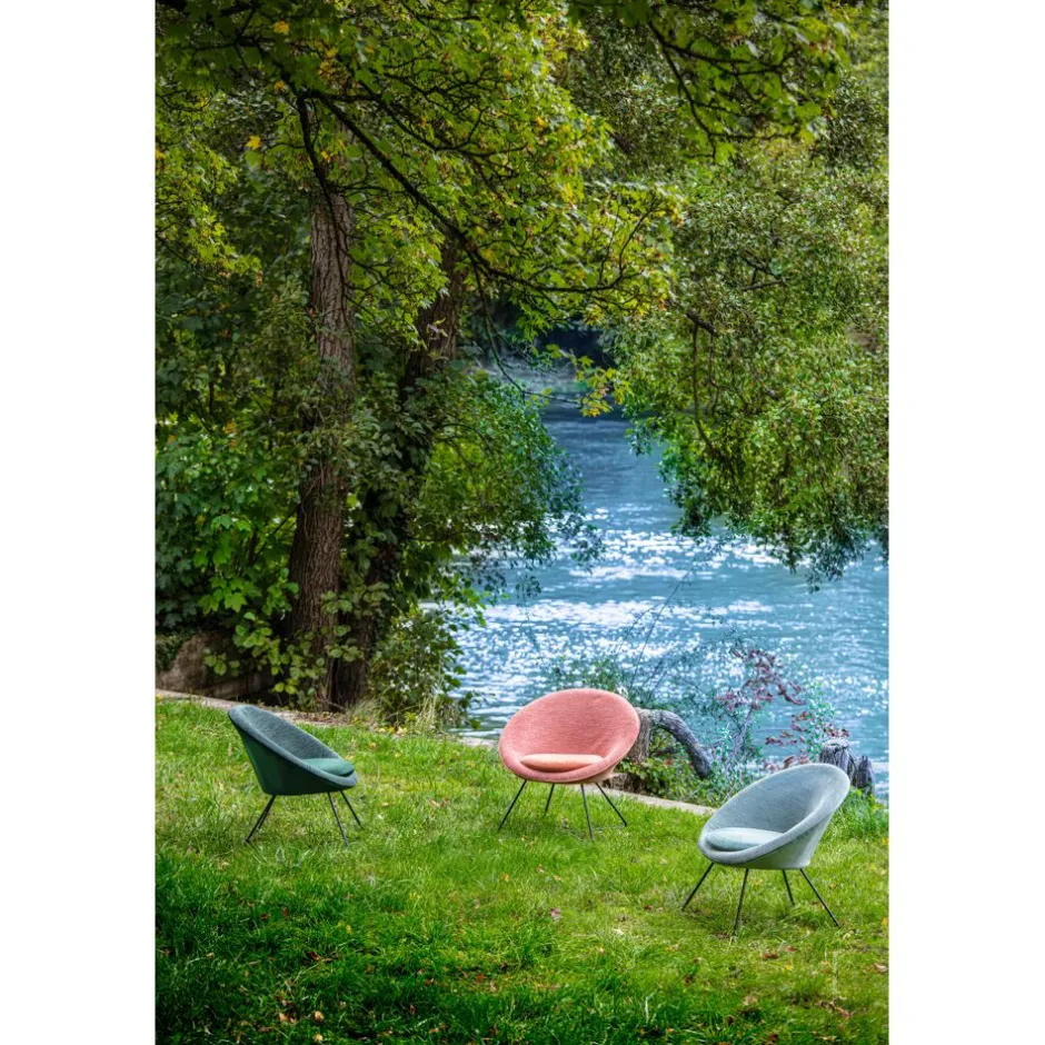 Pomax Canapés-GARBO - chaise relax - velours / métal - L 75 x W 67 x H 73 cm - aqua