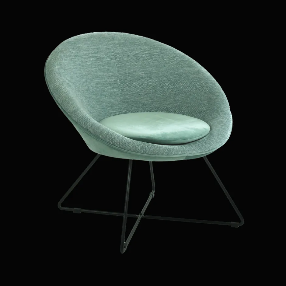 Pomax Canapés-GARBO - chaise relax - velours / métal - L 75 x W 67 x H 73 cm - aqua