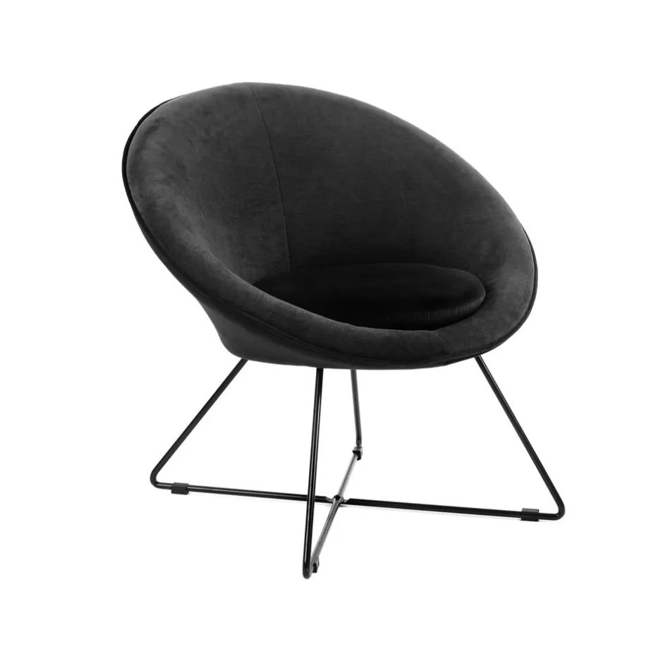 Pomax Canapés-GARBO - chaise relax - velours / métal - L 75 x W 67 x H 73 cm - noir
