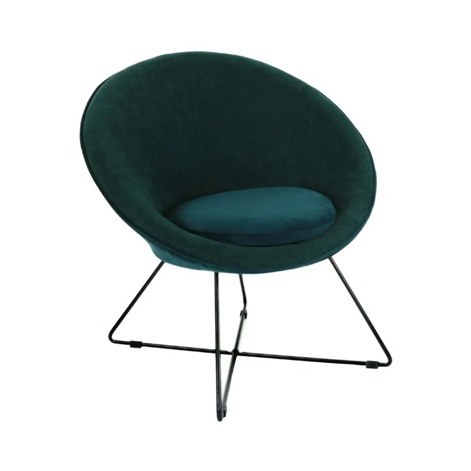Pomax Canapés-GARBO - chaise relax - velours / métal - L 75 x W 67 x H 73 cm - teal