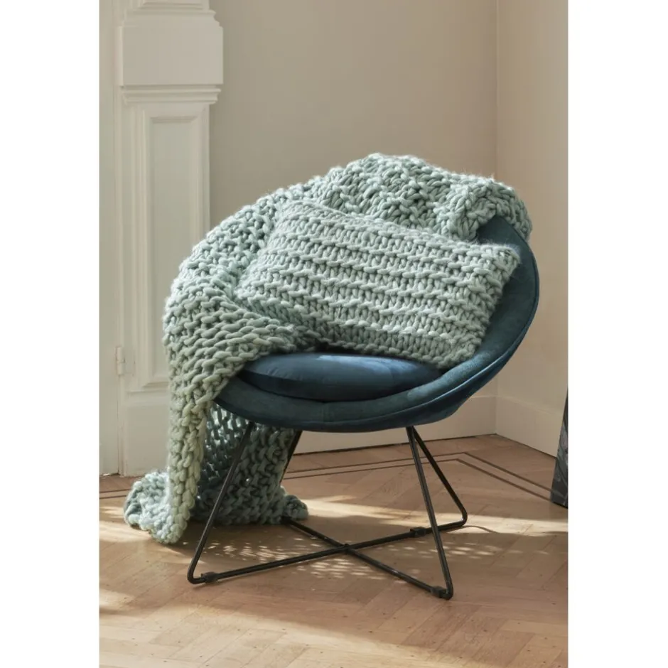 Pomax Canapés-GARBO - chaise relax - velours / métal - L 75 x W 67 x H 73 cm - teal