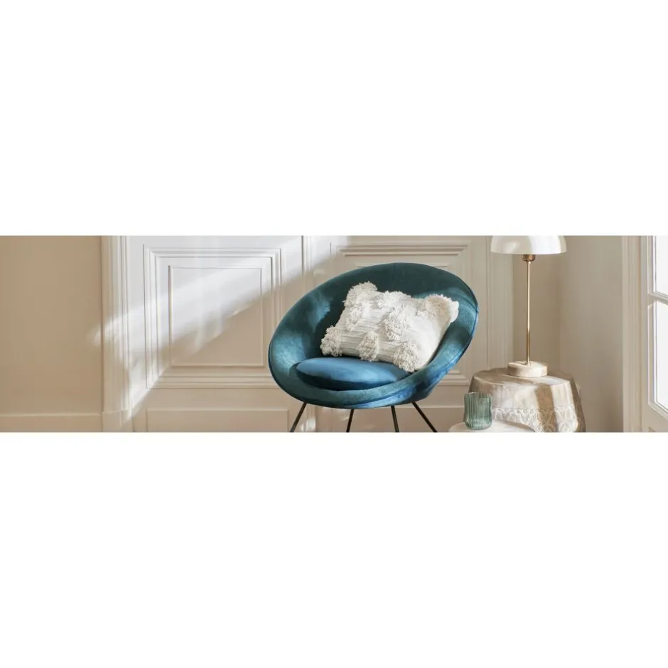 Pomax Canapés-GARBO - chaise relax - velours / métal - L 75 x W 67 x H 73 cm - teal