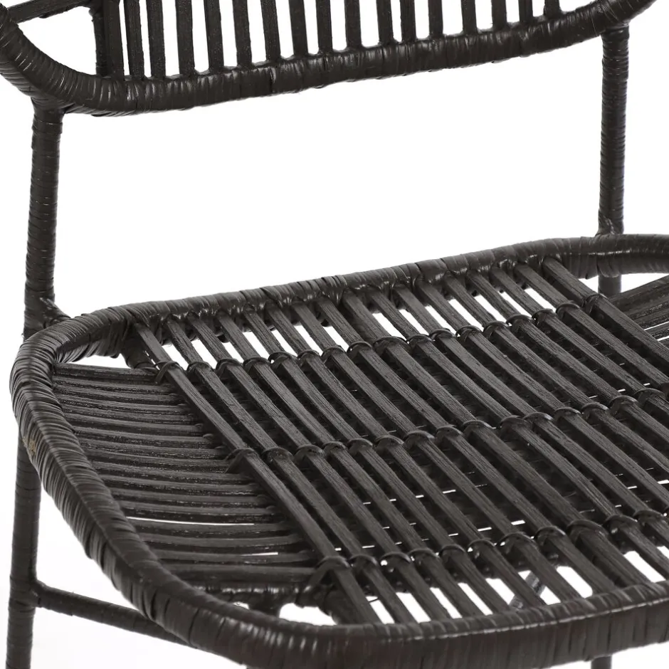 Pomax Chaises-GENEVA - chaise - rotin / métal - L 51,5 x W 43,5 x H 83 cm - noir