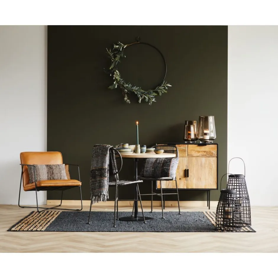 Pomax Chaises-GENEVA - chaise - rotin / métal - L 51,5 x W 43,5 x H 83 cm - noir