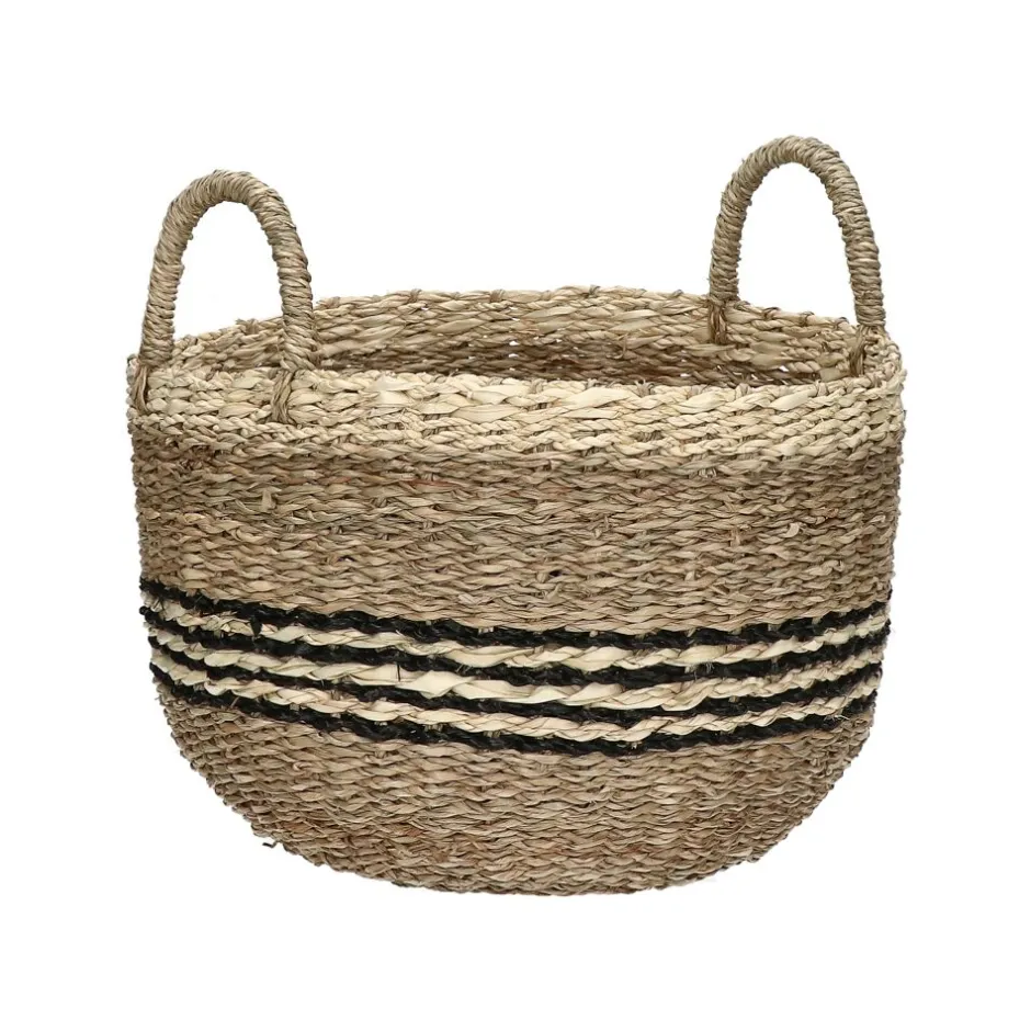 Pomax Bols & Paniers-GRACE - set/3 paniers - jonc de mer / feuille de palmier - DIA 27/30/33 x H 26/29/32 cm - mix de couleurs