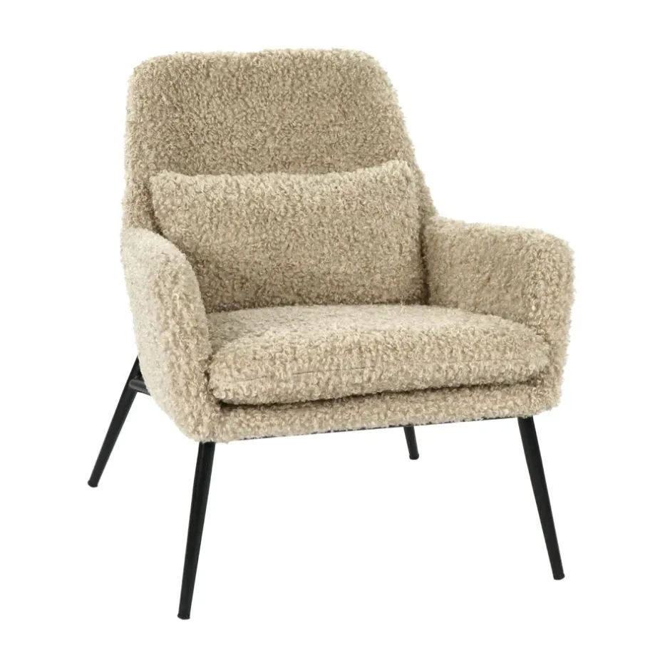 Pomax Canapés-HAILEY - chaise relax - tissu / fer - L 66 x W 75 x H 77 cm - beige