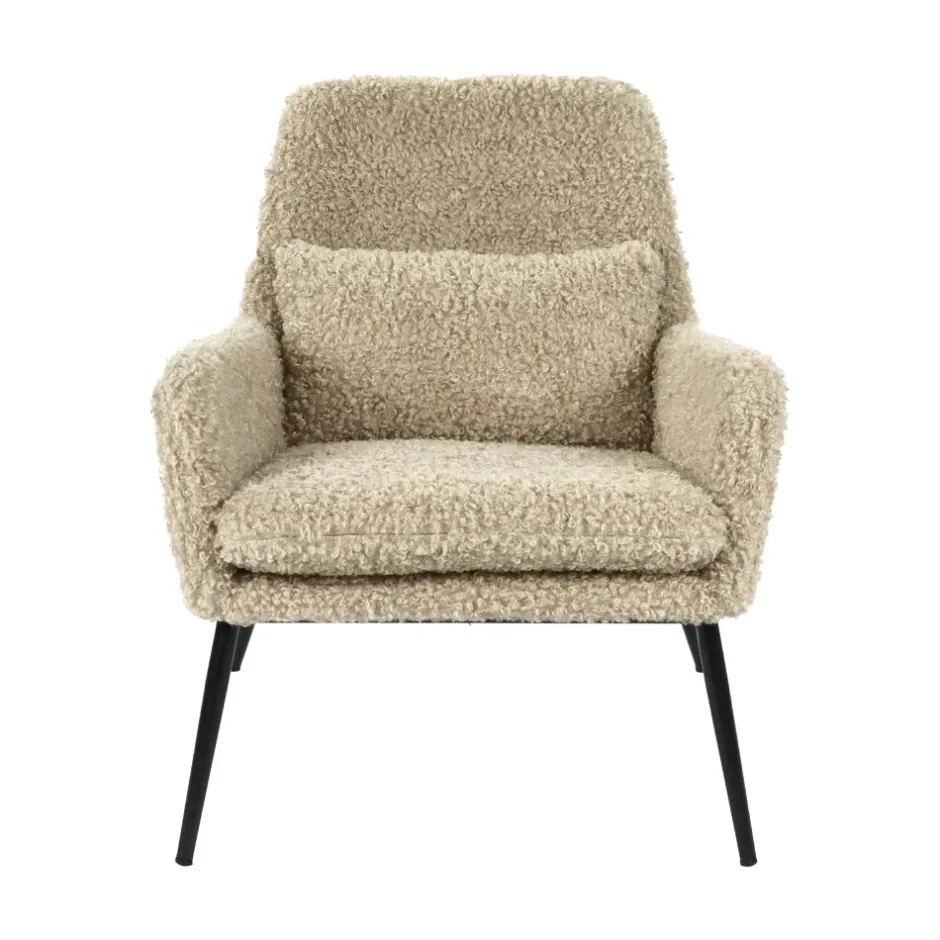 Pomax Canapés-HAILEY - chaise relax - tissu / fer - L 66 x W 75 x H 77 cm - beige