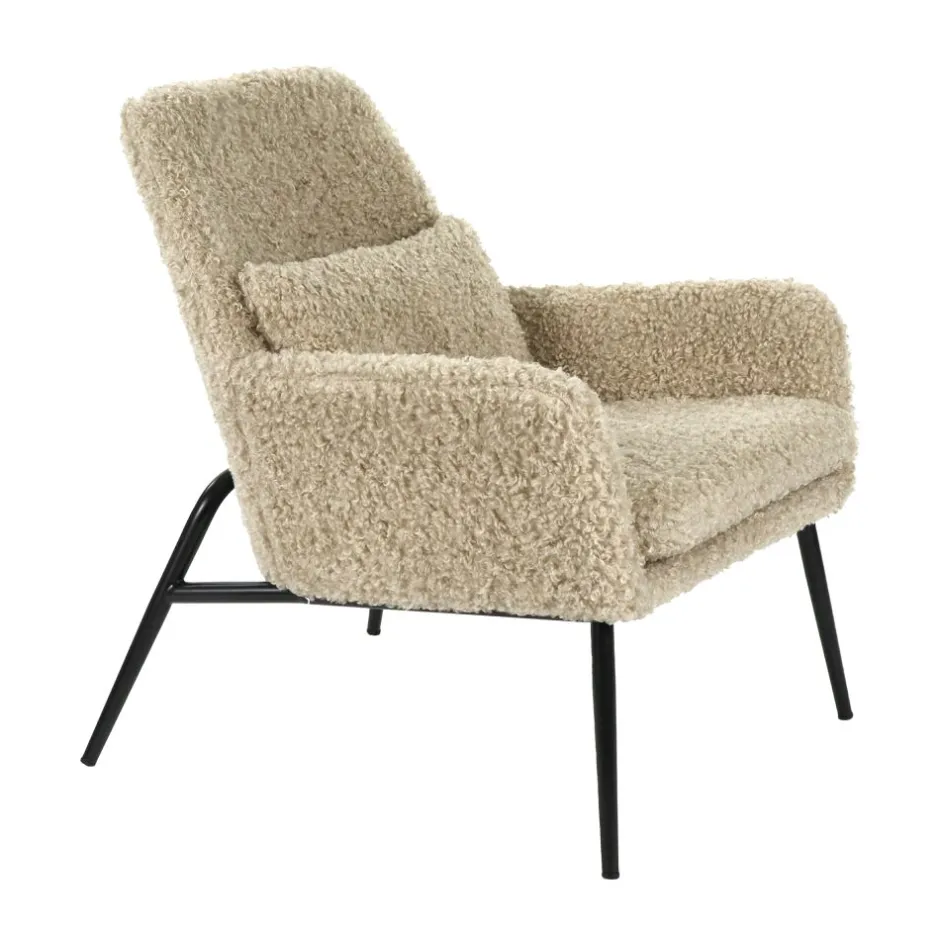 Pomax Canapés-HAILEY - chaise relax - tissu / fer - L 66 x W 75 x H 77 cm - beige