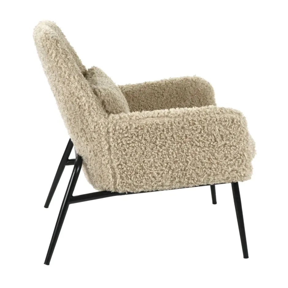 Pomax Canapés-HAILEY - chaise relax - tissu / fer - L 66 x W 75 x H 77 cm - beige