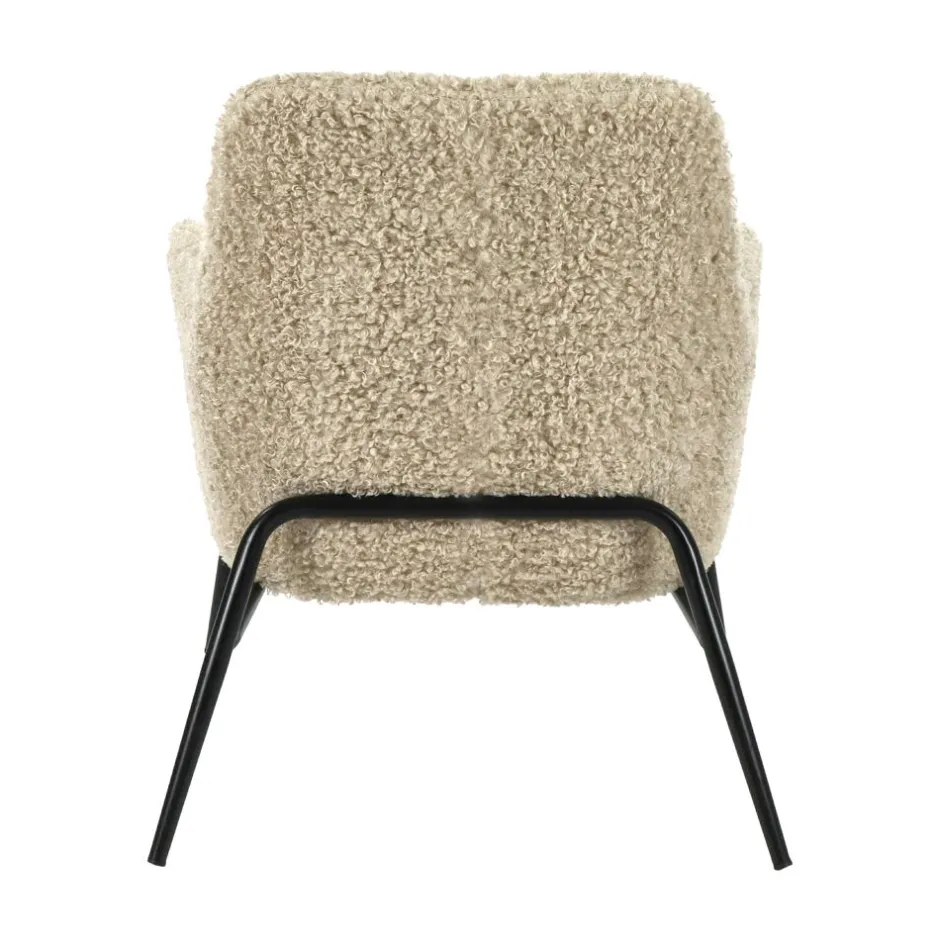 Pomax Canapés-HAILEY - chaise relax - tissu / fer - L 66 x W 75 x H 77 cm - beige