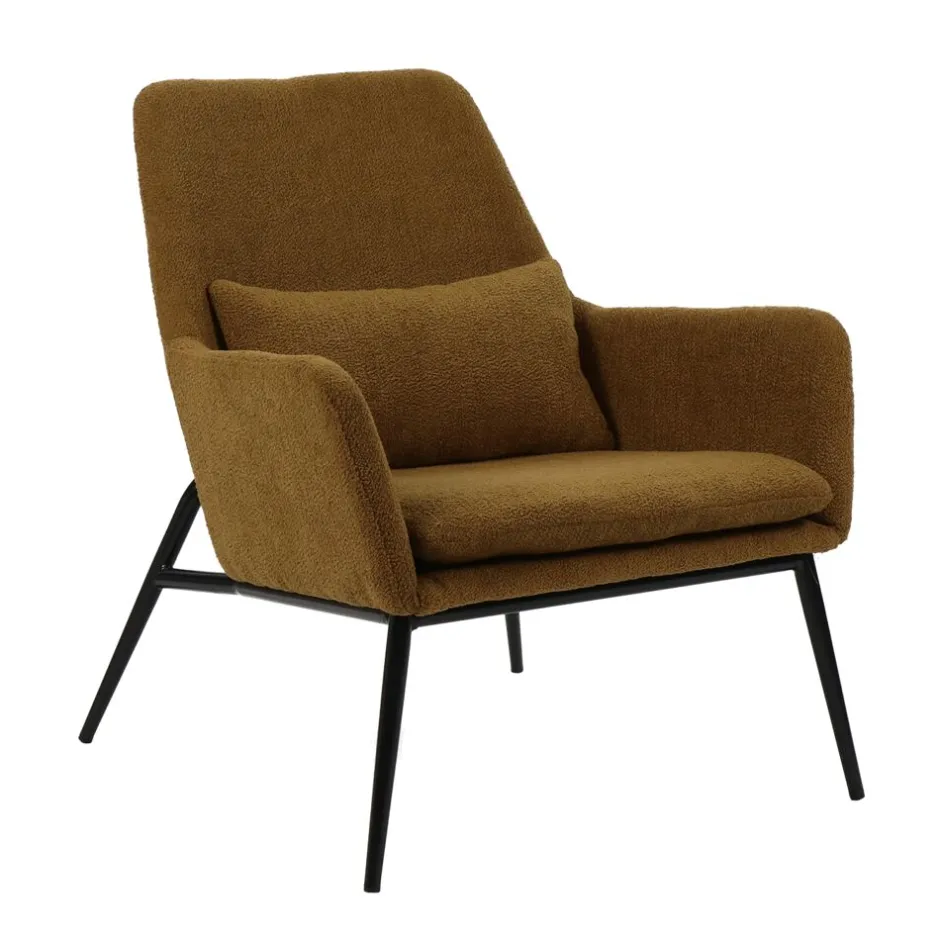 Pomax Canapés-HAILEY - chaise relax - tissu / métal - L 66 x W 75 x H 77 cm - ambre foncé
