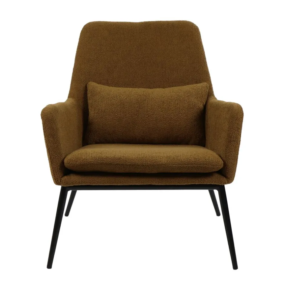 Pomax Canapés-HAILEY - chaise relax - tissu / métal - L 66 x W 75 x H 77 cm - ambre foncé